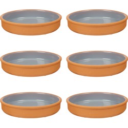 6x stuks tapas/hapjes serveren/oven schaal terracotta/grijs 23 x 4 cm - Snack en tapasschalen