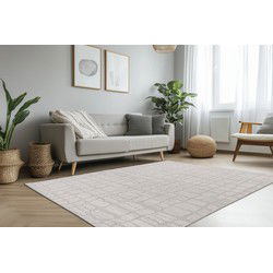 Lotus Home - Modern Vloerkleed - 100% Polyester, Laagpolig, 3D Effect - Zilver Grijs- 200x290 CM