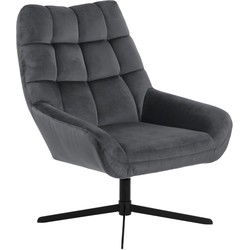 Fauteuil Donkergrijs Stof - 76x73x89cm - Stora