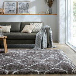 Hoogpolig Vloerkleed Riad Berber Design - Grijs - 200x290 cm