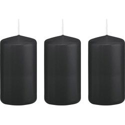 Trend Candles stompkaars - 3x - zwart - 6 x 12 cm - 40 branduren - Stompkaarsen
