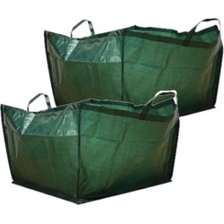 2x stuks tuinafvalzakken opvouwbaar groen 190 liter - Tuinafvalzak