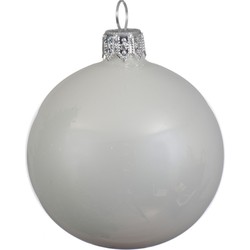 4 Glazen kerstballen glans 10 cm winter wit