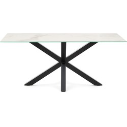 Kave Home - Argo tafel 180 cm porselein wit benen zwart