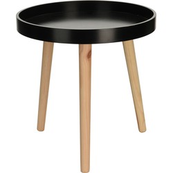 Bijzettafel/salontafel - zwart - hout - rond - 40 x 39 cm - Bijzettafels