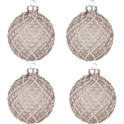 Clayre & Eef Kerstbal Set van 4  Ø 8 cm Bruin Glas Kerstdecoratie