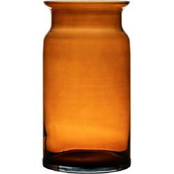 Hakbijl Glass melkbus vaas - amber - glas - D15 x H29 cm - Vazen