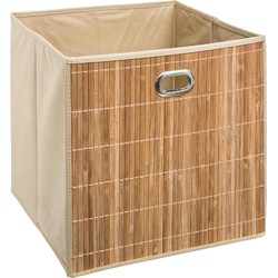 Opbergmand/kastmand 29 liter beige linnen/bamboe 31 x 31 x 31 cm - Opbergmanden