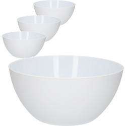 PlasticForte schaaltjes/kommetjes - 4x - Dia 14 cm - wit 750 ml - Serveerschalen