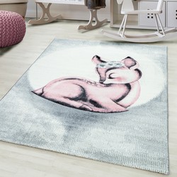 Tapijtenloods Bambi Kinderkamer Vloerkleed Laagpolig Roze Grijs- 160x230 CM