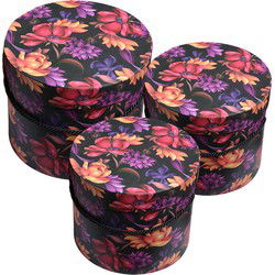 Clayre & Eef Opbergdoos Set van 3 Oranje Karton Bloemen