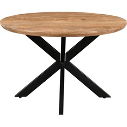 Livingfurn - Eetkamertafel Jesper Round 150cm - Mangohout / Gecoat Staal