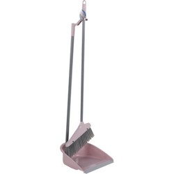 Lifetime clean Stoffer en Blik - Lange Steel - Rubber rand - Roze - Stoffer en blik
