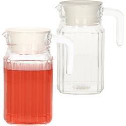 Set van 2x stuks glazen water schenkkan/karaf met handvat 0,5 Liter - Schenkkannen