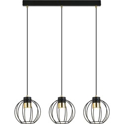 industriële hanglamp Accardi Zwart 3-lichts