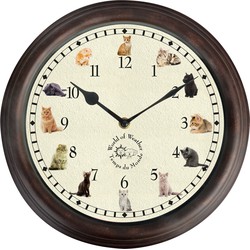 Wandklok - met katten en geluiden - 30 cm - Wandklokken
