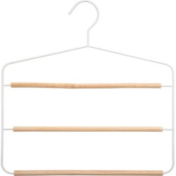 Luxe kledinghanger/broekhanger voor 3 broeken wit 35 x 36 cm - Kledinghangers