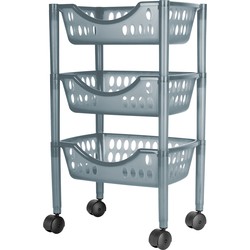 Keukentrolley - 3-laags - grijs - kunststof - 39 x 26,5 x 66,5 cm - Opberg trolley