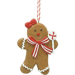 Clayre & Eef Kersthanger Gingerbread man 8x1x10 cm Bruin Kunststof