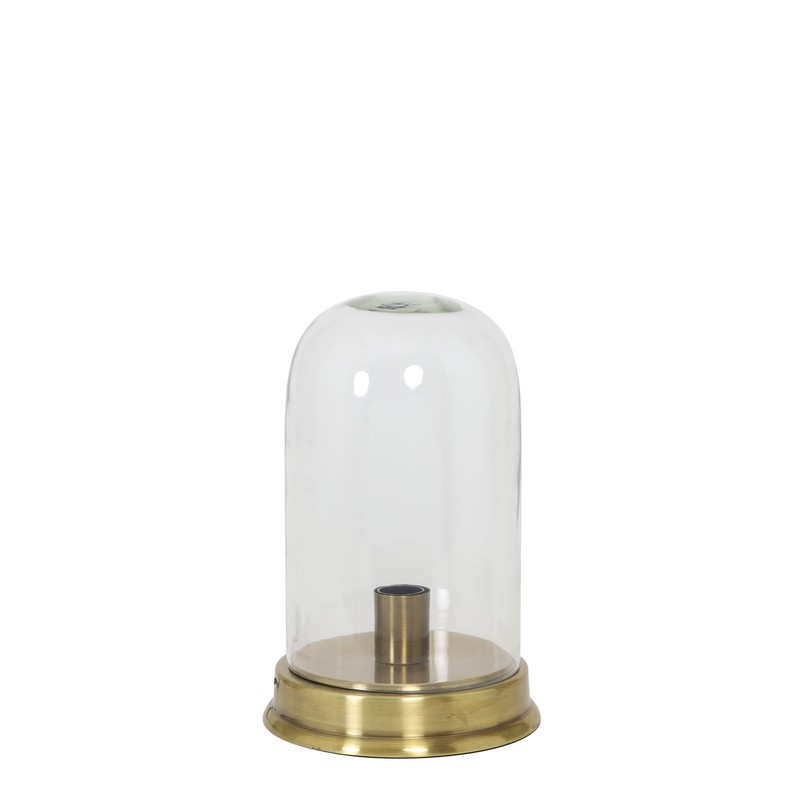 Lampvoet BOUALI - glas helder-antiek brons - S - 