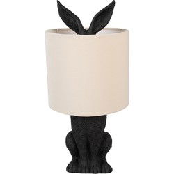 Clayre & Eef Tafellamp Konijn Zwart Beige Kunststof