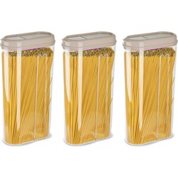 Plasticforte Voedselcontainer strooibus - 3x - beige - 2350 ml - kunststof - voorraadpot - Voorraadpot