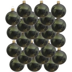 24x Glazen kerstballen glans donkergroen 8 cm kerstboom versiering/decoratie - Kerstbal