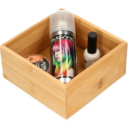 Set van 2x stuks bestekbakken/keuken organizers 1-vaks Tidy Smart bamboe 15 x 15 x 7 cm - Bestekbakken