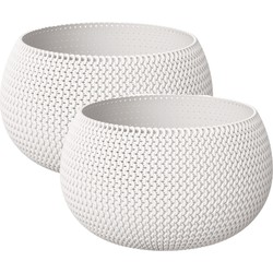 Set van 2x stuks plantenpotten/bloempotten kunststof dia 30 cm en hoogte 22 cm parel wit - Plantenpotten