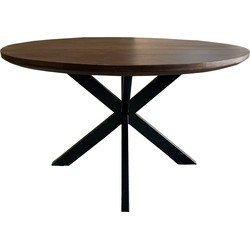 Livingfurn - Eetkamertafel Jesper Round Brown - 130x130x76 cm - Mangohout