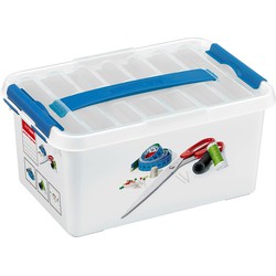 Q-LINE Opberg box/opbergdoos - met tray - kunststof - 30 x 20 x 14,5 cm - naaidoos - Opbergbox