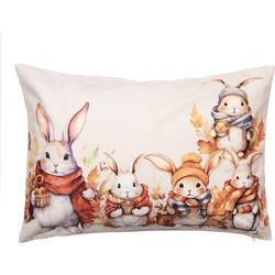 Clayre & Eef Kussenhoes 35x50 cm Beige Polyester Rechthoek Konijnen