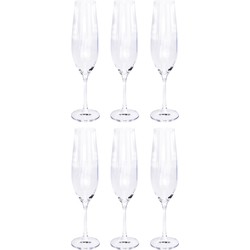 10x Champagne glazen/flutes 26 cl/260 ml van kristalglas - Champagneglazen