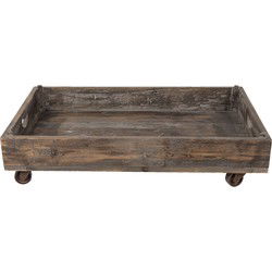 Clayre & Eef Decoratie Dienblad op Wielen Bruin Hout