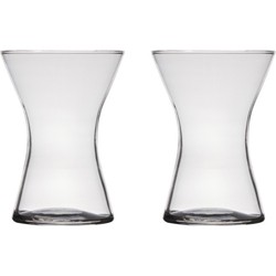 Taps uitlopende Design Bloemenvaas - Set van 2x stuks - transparant - glas - 14 x 20 cm - Vazen
