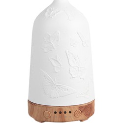 Clayre & Eef Aroma diffuser Ø 9x17 cm Wit Porselein Vlinders