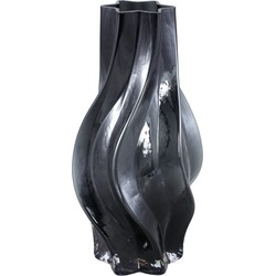 PTMD Florence Black glass vase curved lines L