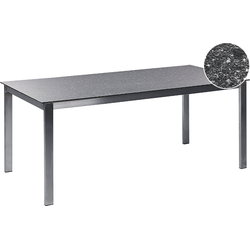 Beliani COSOLETO - Tuintafel-Zwart-Veiligheidsglas, RVS