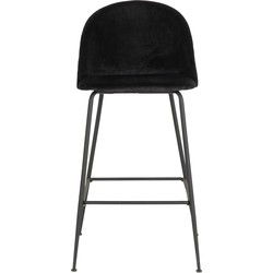 Barstoel Velvet Zwart - Zithoogte 77cm - Set van 2
