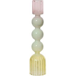 Kandelaar glas d5,5h24 cm multi