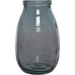 Grijze vazen/bloemenvazen van gerecycled glas 18 x 28 cm - Vazen