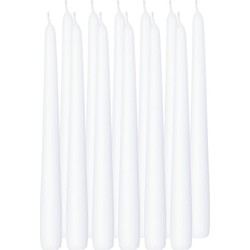 24x Lange kaarsen wit 25 cm 8 branduren dinerkaarsen/tafelkaarsen - Dinerkaarsen