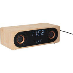 Karlsson - Wekker Classic BT Speaker Radio w. Phone Charger - Bamboe
