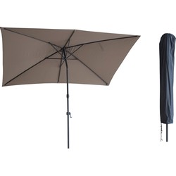 Kopu® Sevilla Parasol Rechthoek 200x300 cm met Hoes - Balkonparasol Taupe