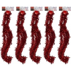 5x Rode kerstboom slingers 270 cm - Kerstslingers