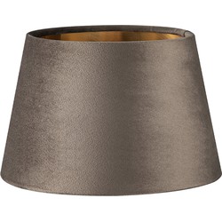 Fluweel - Velvet Lampenkap - Conisch - Grey + goud - Luxe stijl - ø20 x 13 cm - E27 fitting - voor tafellampen - voor woonkamer en eetkamer