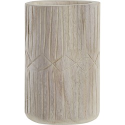 Bloemenvaas van paulownia hout naturel 15 x 24 cm - Vazen