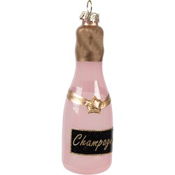 Clayre & Eef Kersthanger Fles Ø 4x12 cm Roze Glas