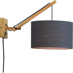 Wandlamp Andes - Bamboe/Donkergrijs - 50x32x45cm