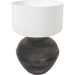 Anne Lighting - tafellamp - Lyons - zwart - hout stof - Ø 40cm - E27 - 3471ZW